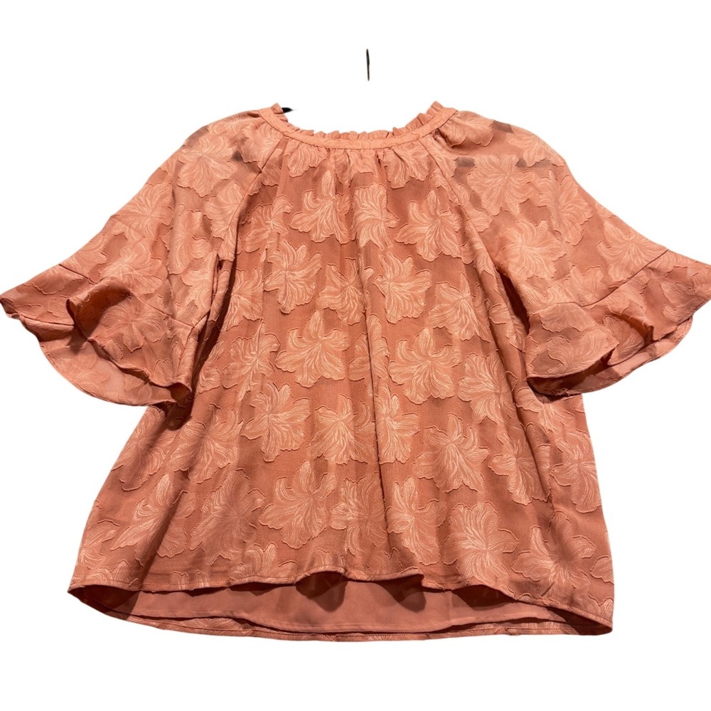 LOFT‎ Women's Peachy Floral Embroidered Bell Flutter Sleeve Cottagecore Size S